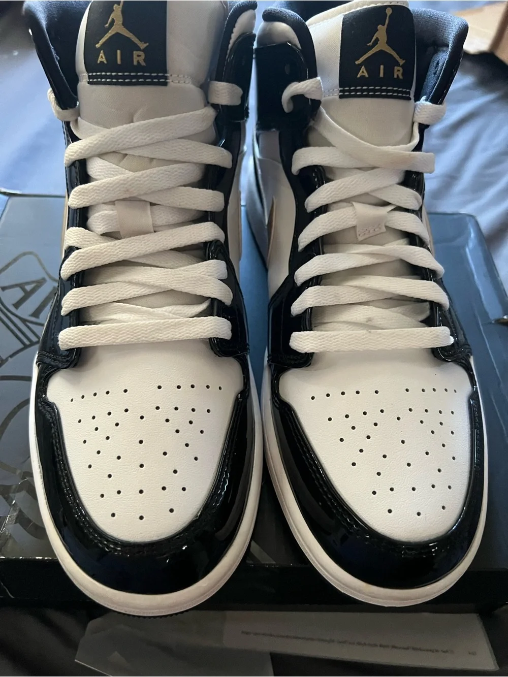 Jordan 1 High White Metallic Black Sneakers